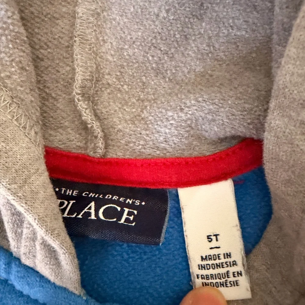 The Children's Place Blue, Gray & Red Colorblock Hooded Sweatshirt